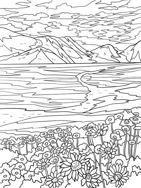 Beautiful Natural Landscape Coloring Page