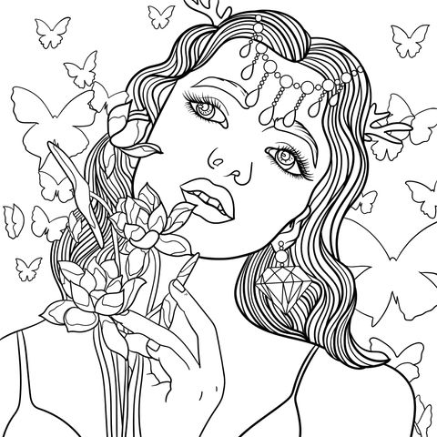 Fantasy Fairy - themed Coloring Page