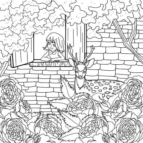 The Girl and the Fawn by the Window