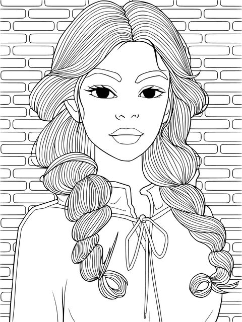 Fashionable Girl Illustration Coloring Page