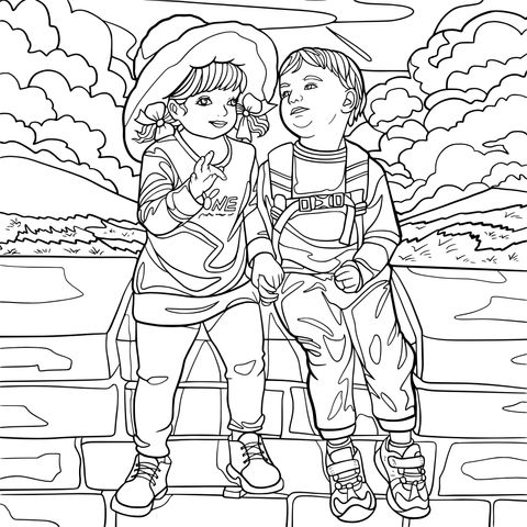 Children's Outdoor Scene Coloring Page