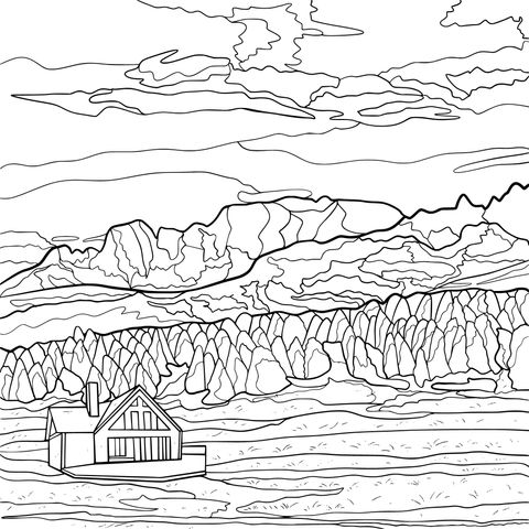 Rural Landscape Coloring Page