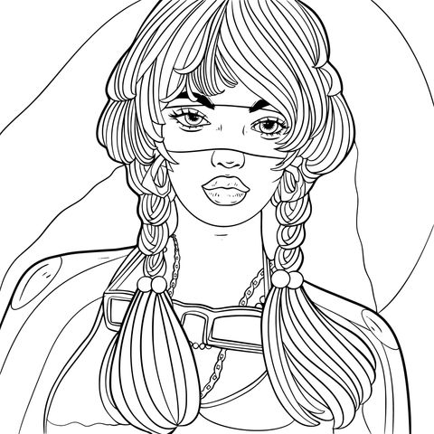 Fashionable Girl Illustration Coloring Page