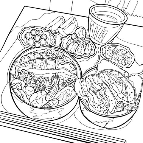 Japanese Bento Food Coloring Page