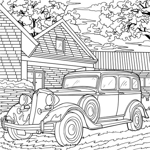 Vintage Car and House