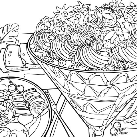 Colorful Fruit Dessert Coloring Page