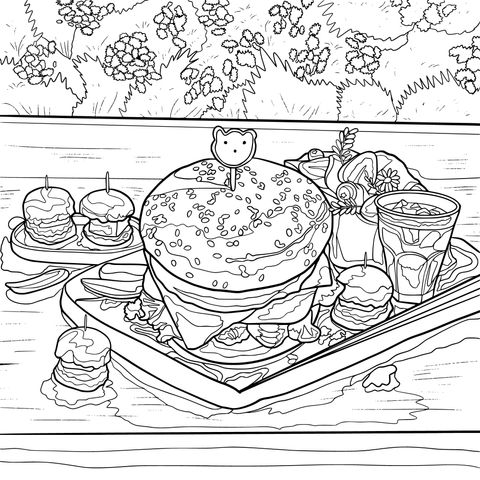 Delicious Burger - themed Coloring Page