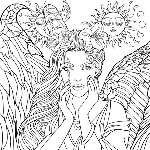 Fantasy - style Female Illustration Coloring Page