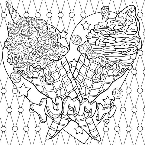 Página para colorear de deliciosos helados