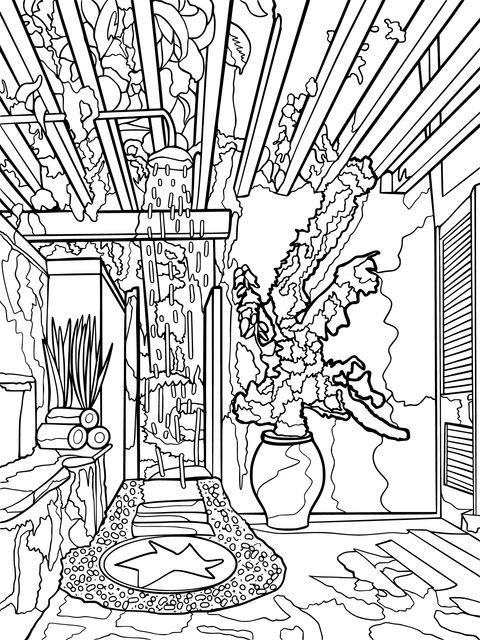 Cozy Indoor Garden Coloring Page