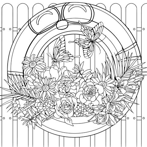 Fun Flower - Wreath Coloring Page, Enjoy Creative Colors