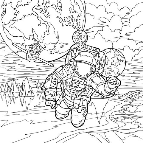 Space Exploration - Themed Coloring Page