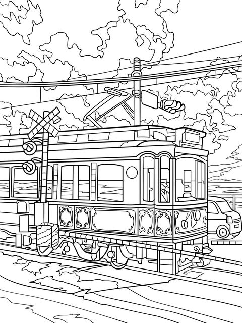 Vintage Tram Coloring Page