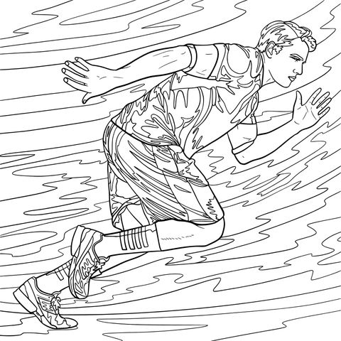 Coloring Page of a Running Athlete