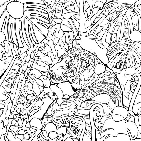 Jungle Tiger Coloring Page