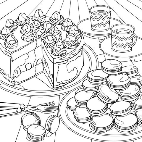 Delicious Desserts Coloring Page