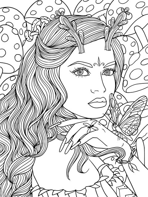 Fantasy Forest Fairy Coloring Page