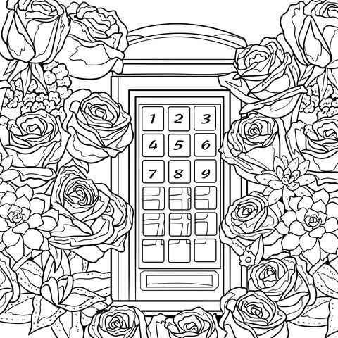 Phone booth surrounded by flowers