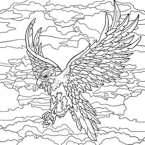 Coloring Page of a Soaring Eagle