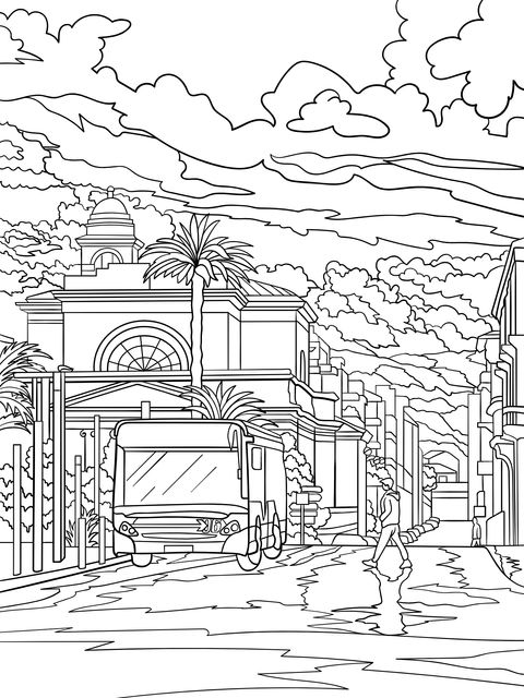 City Street View Coloring Page