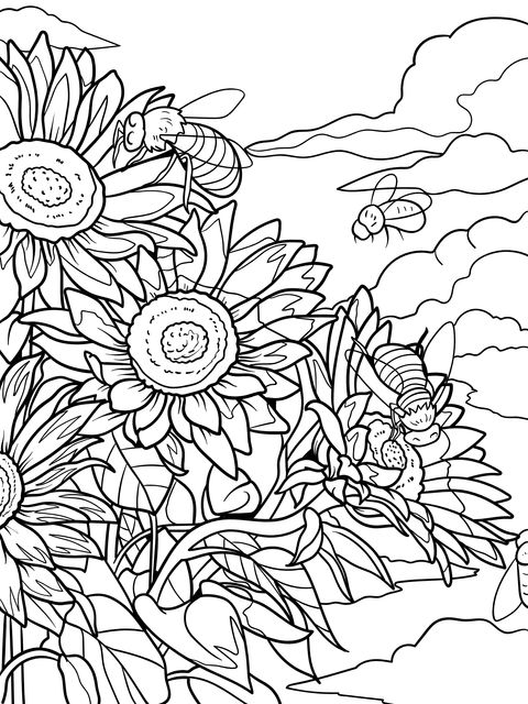 Abejas entre Girasoles