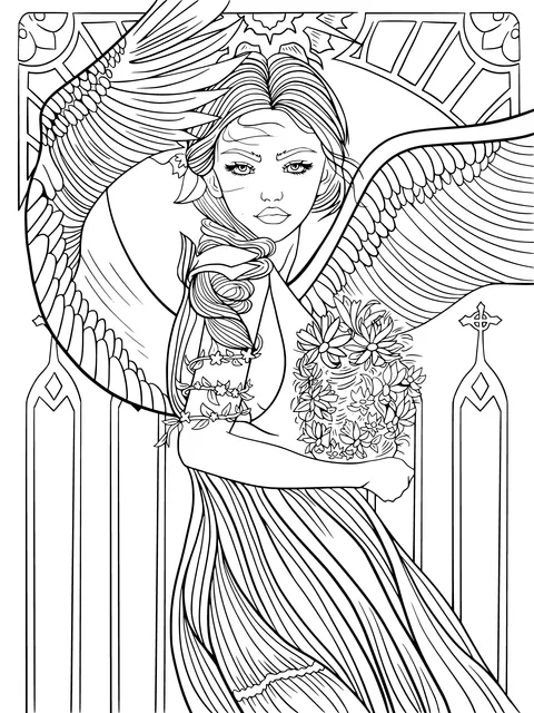Dreamy Angel with Flowers