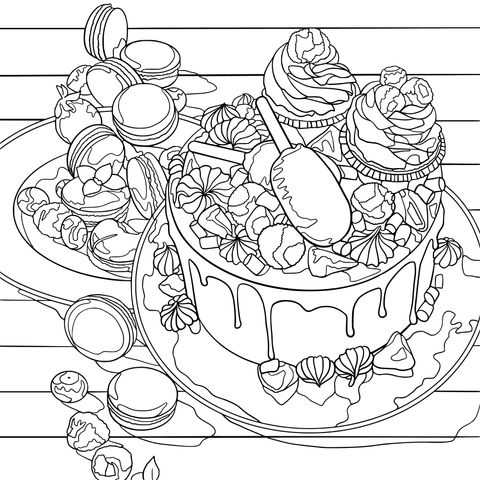 Delicious Dessert Coloring Page