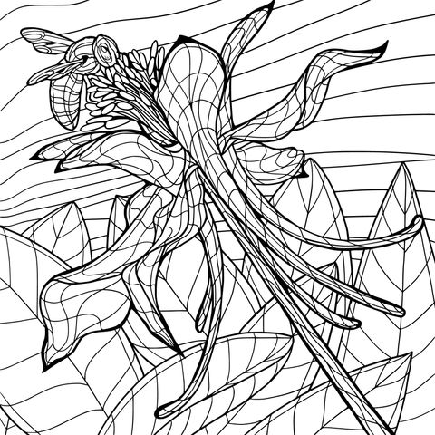 Bee and Purple Flower Coloring Page