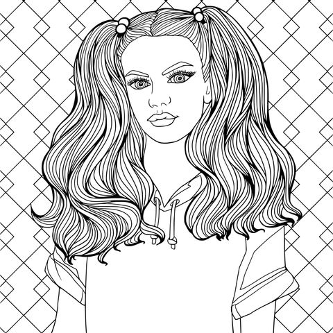 Fashionable Girl Illustration Coloring Page