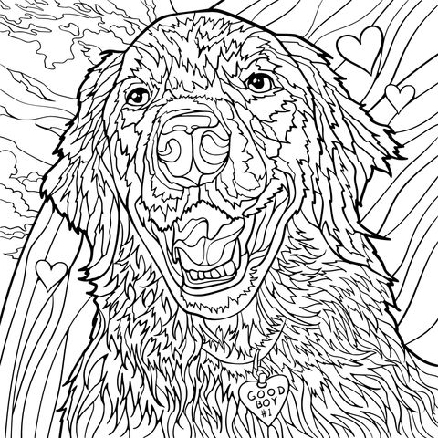 Página para colorir de um adorável Golden Retriever