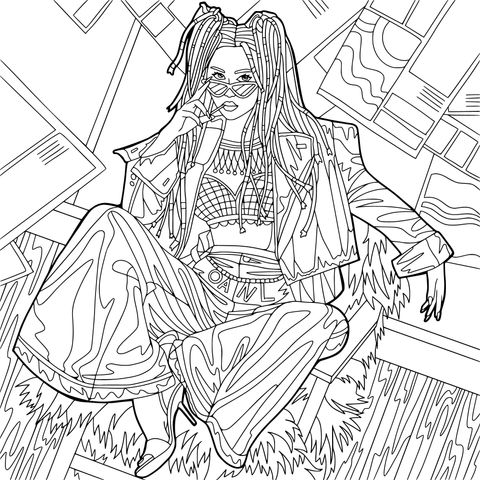 Fashionable Girl Illustration Coloring Page