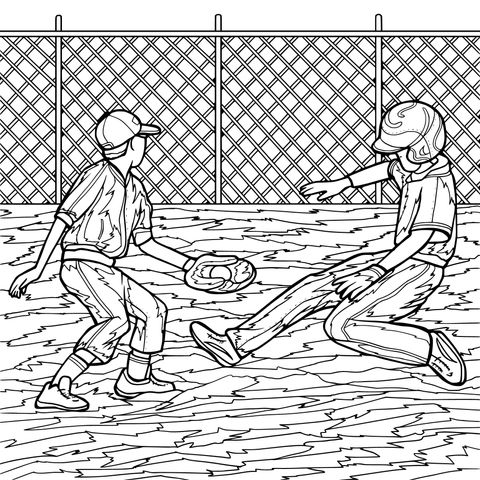 Baseball Game Coloring Page: An Exciting Slide Moment