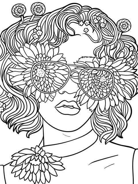 Creative Flower - Adorned Female Coloring Page