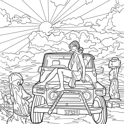 Leisure Time by the Jeep under the Sun