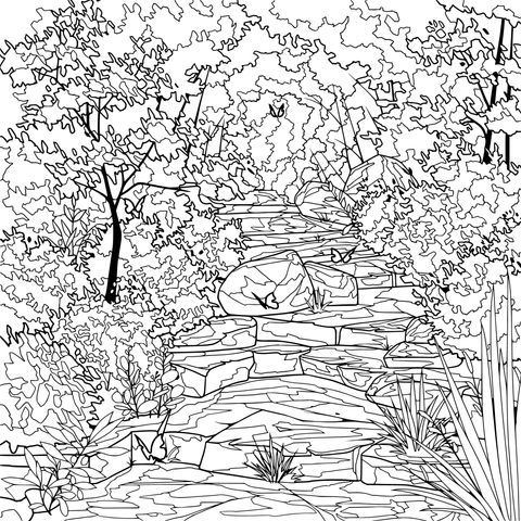 Dreamy Forest Path Coloring Page