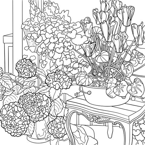 Indoor Flower Coloring Page