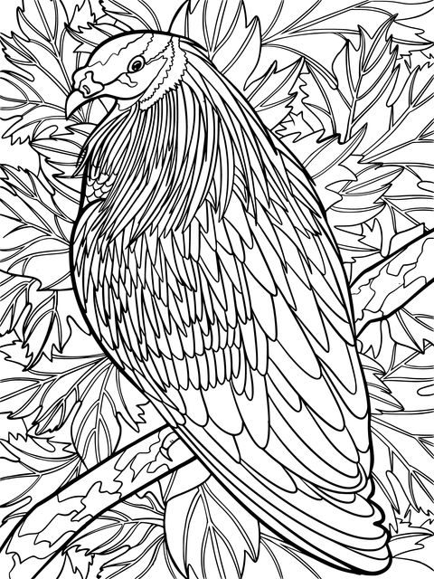 Coloring Page: A Colorful Bird on a Branch