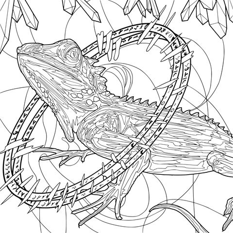 Fantasy Lizard - themed Coloring Page