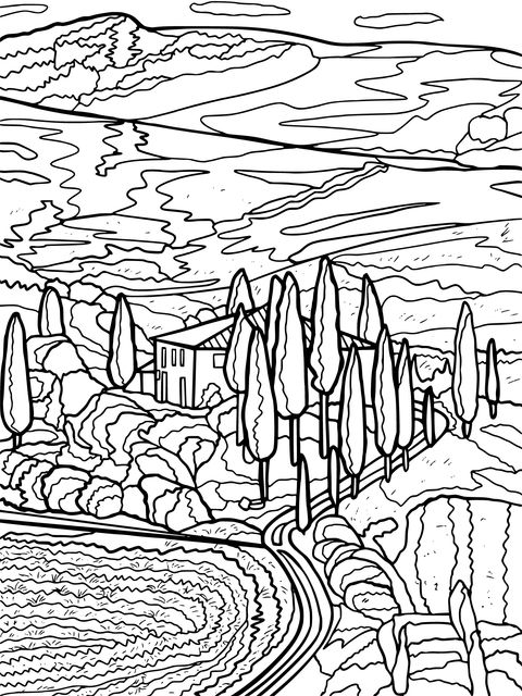 Rural Landscape Coloring Page