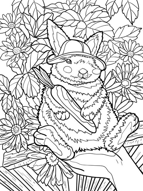 Adorable Rabbit Holding a Carrot Coloring Page