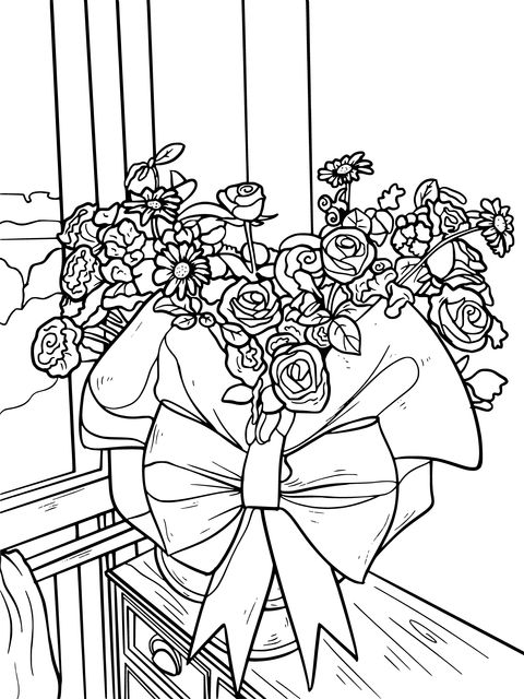 Colorful Bouquet Coloring Page