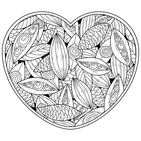 Colorful plant pattern in heart - shape