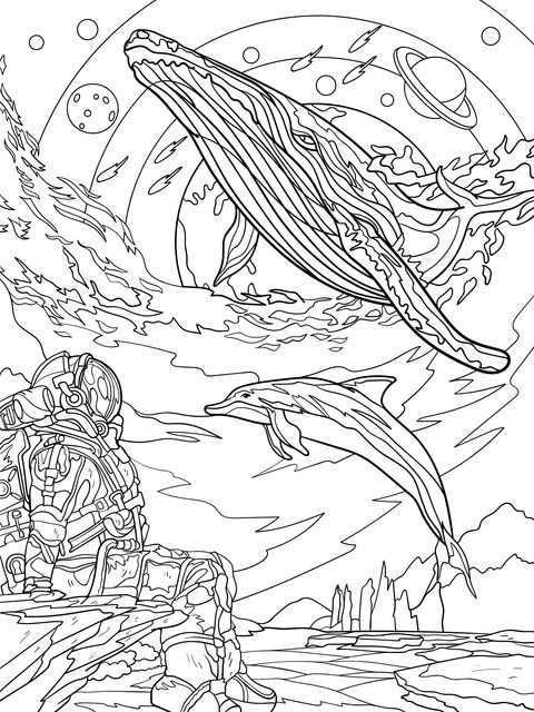 Fantasy Space - Ocean Coloring Page