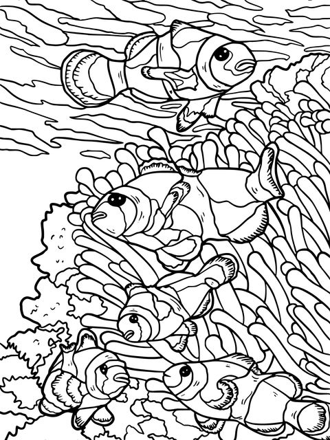 Clownfish in the Ocean Coloring Page