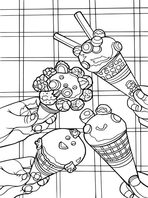 Creative Cartoon Ice - Cream Coloring Page