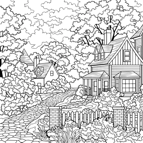 Beautiful Springtime Village Scene