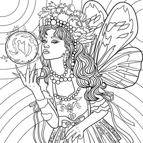 Butterfly fairy holding a glowing sphere