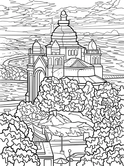 Church by the River Landscape