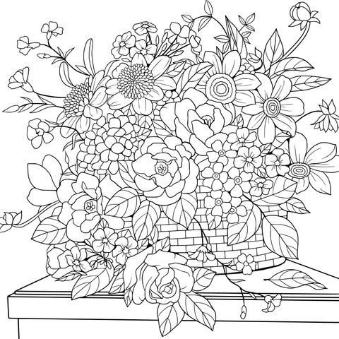 Basket of Flowers Illustration