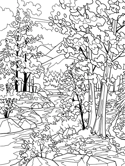 Beautiful Scenery by the Stream in Autumn
